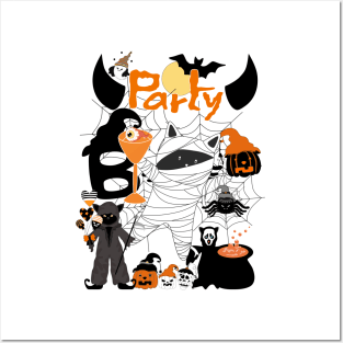 Cat Party Halloween Posters and Art